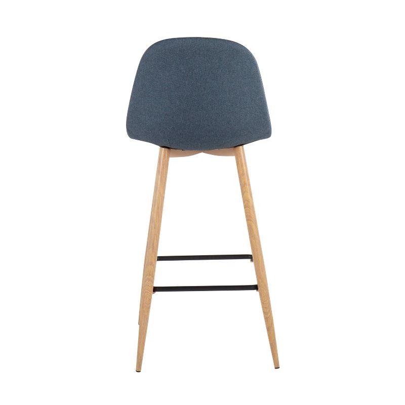 Set of 2 Pebble Metal Polyester Barstools Natural/Blue - LumiSource: Fixed Height, Footrest, Armless