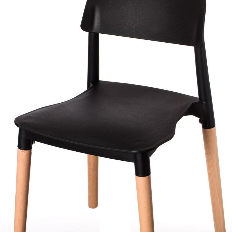 Fabulaxe Modern Plastic Dining Chair Open Back with Beech Wood Legs