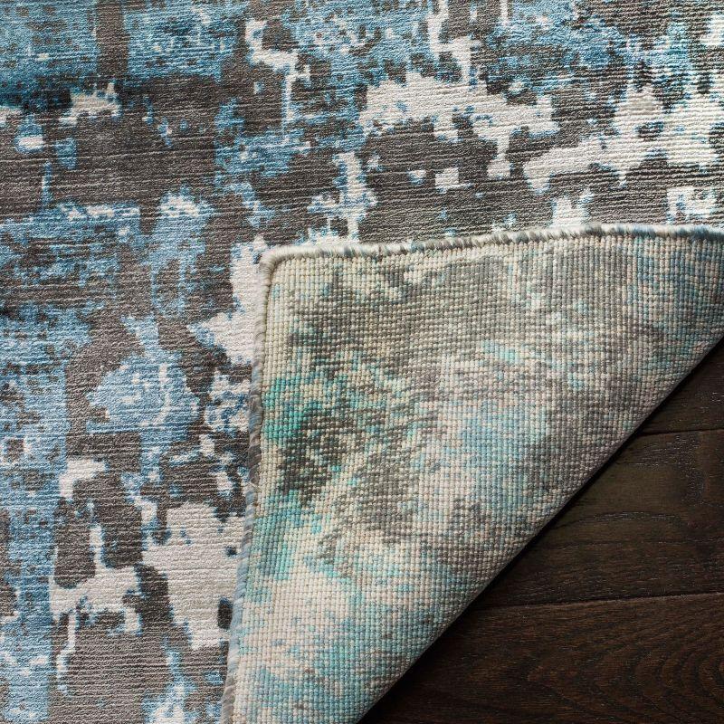 Hand-Loomed Hollywood Glam Blue/Grey Silk-Feel Viscose Rug