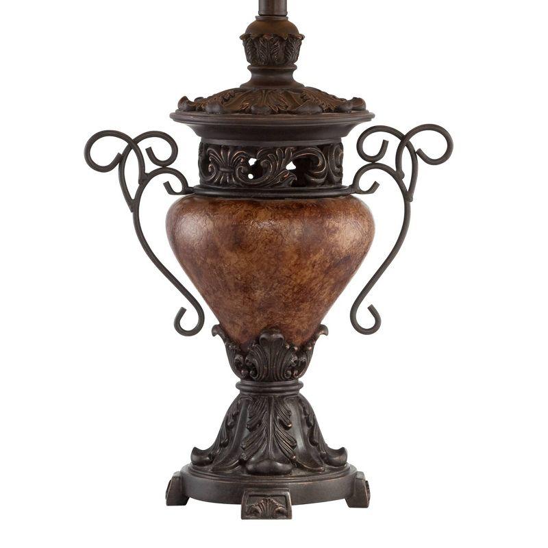 Regency Hill Traditional Table Lamp 31.5" Tall Bronze Crackle Urn Faux Silk Bell Shade for Living Room Family Bedroom Bedside Nightstand