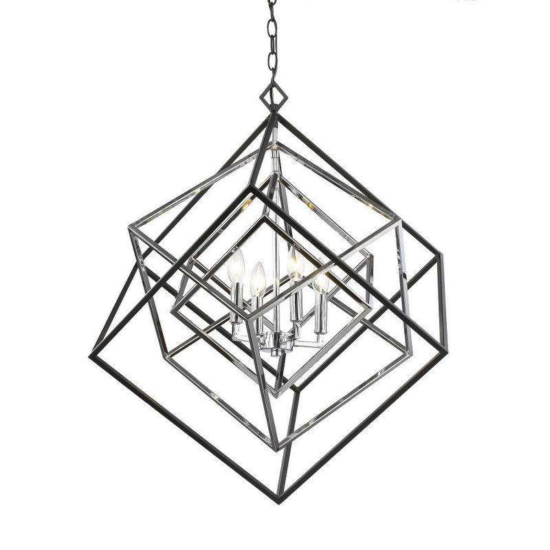 Z-Lite Euclid 4 - Light Chandelier in  Chrome/Matte Black