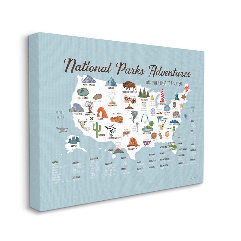 Stupell Industries National Parks Adventures USA Map Gallery Wrapped Canvas Wall Art