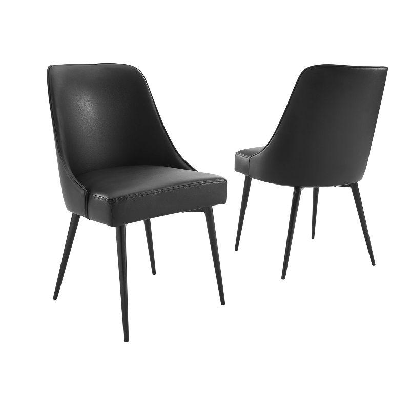 Black Faux Leather Upholstered Side Chair with Metal Legs