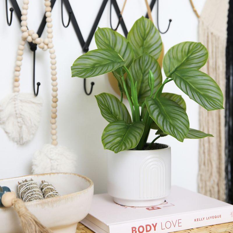 Nearly Natural 12-in Artificial Calathea Plant with Decorative Planter