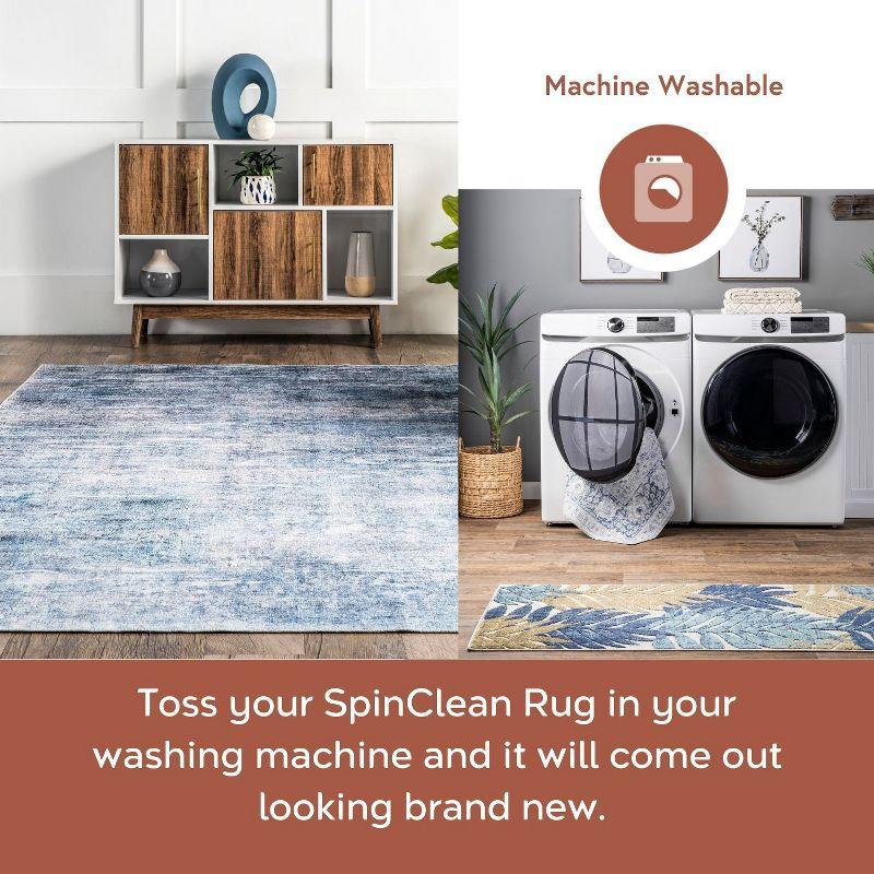 Nuloom Katia Modern Abstract Pet Friendly Machine Washable Area Rug, 5' x 8', Blue