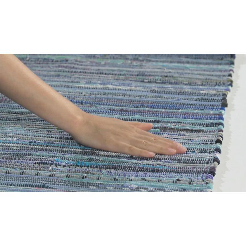 Turquoise Multi-Stripe Handwoven Wool & Cotton Area Rug - 2'6" x 4'