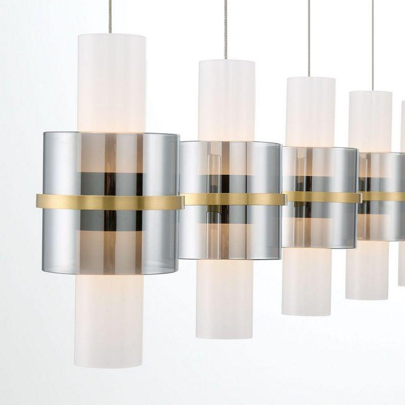 Brushed Gold and Smoked Glass 10-Light LED Pendant