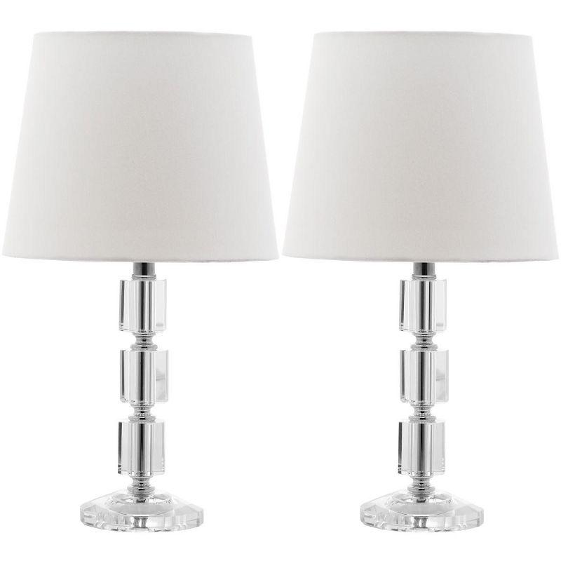 Erin Crystal Cube Table Lamp Set - Clear & Off-White