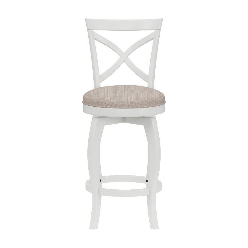 Hillsdale Furniture 25" Ellendale Wood Counter Height Barstool White: Nautical Style, Matte Finish, Polyester Upholstery