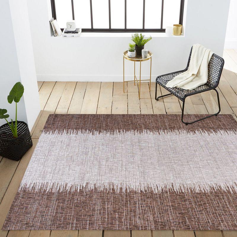 Coastal Cottage Strie Effect Brown/Beige Synthetic Area Rug 5x8