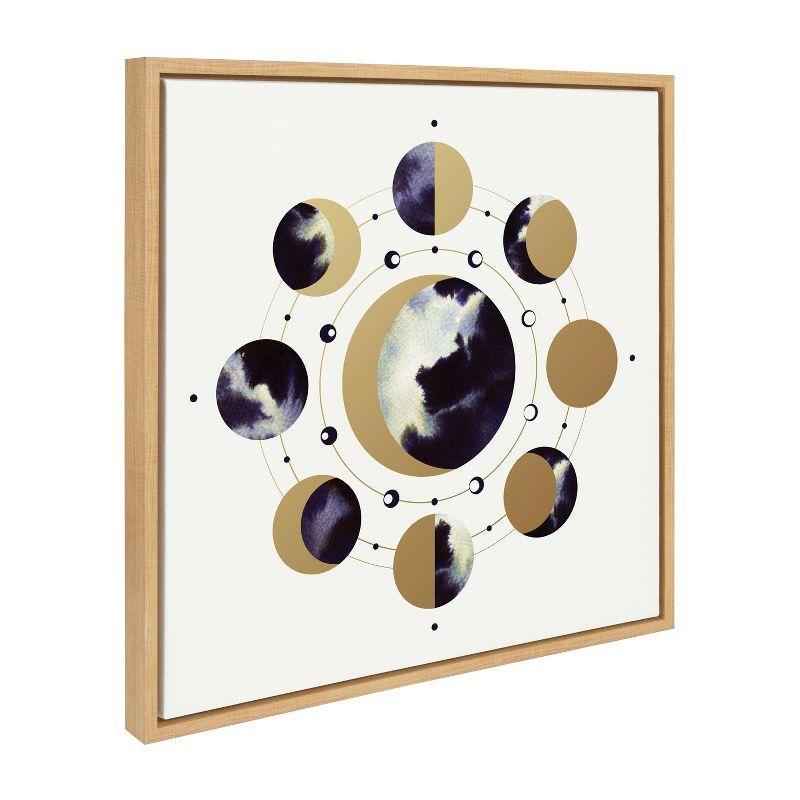 Sylvie Lunar Light Abstract Moon Phases Canvas Art in Natural Frame