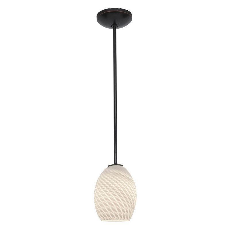 Oil Rubbed Bronze and White Glass Pendant Light