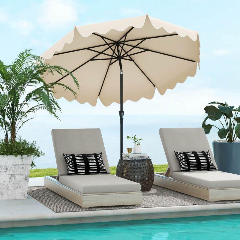 Costway 9 FT Patio Umbrella 2-Tier Market Table Umbrella with Sun-Protective Canopy Beige