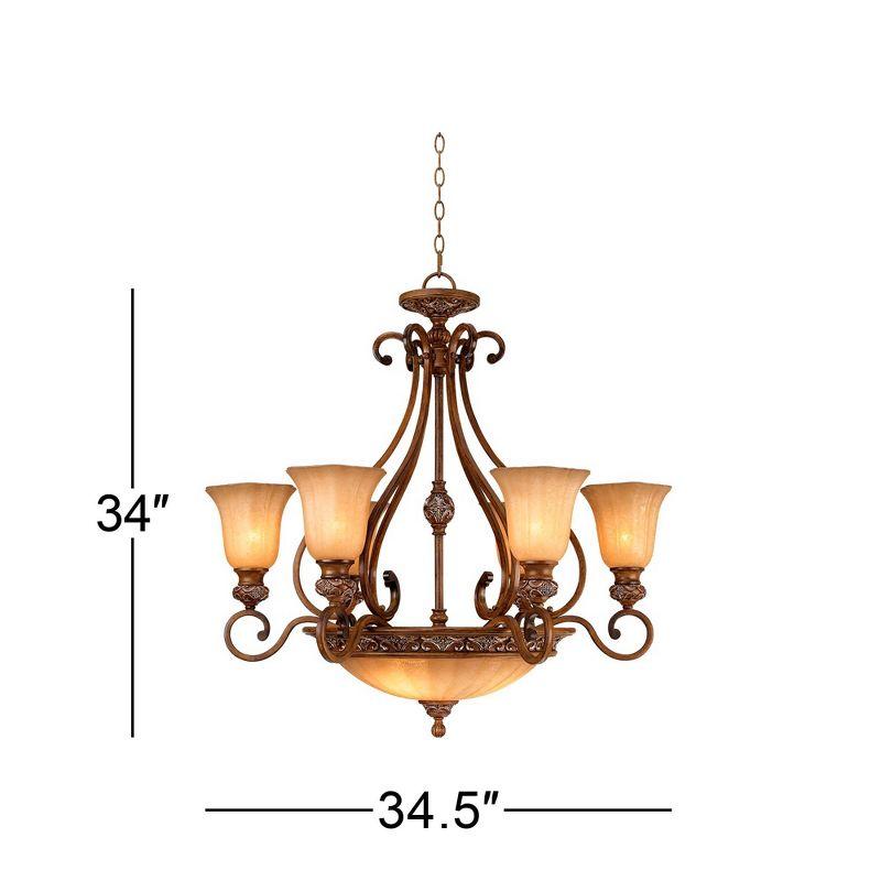 Sterling Estate Golden Bronze 9-Light Chandelier with Champagne Glass Shades