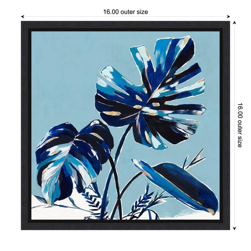 Amanti Art Villa Palms I (Blue Monstera) by Isabelle Z Canvas Wall Art Print Framed 16 x 16-in.