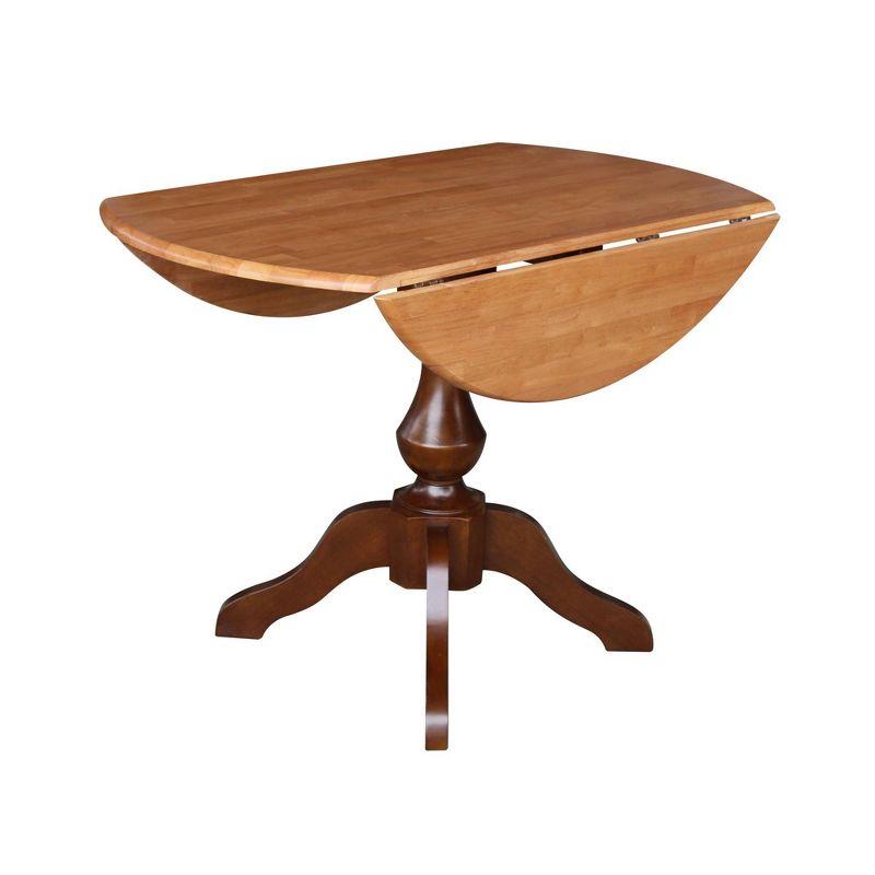 30.3" Gracelyn Round Dual Drop Leaf Pedestal Extendable Dining Table Cinnamon/Espresso - International Concepts: For Small Spaces