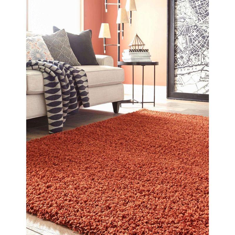 Unique Loom 8' 0 x 11' 0 Rectangle Solid Shag Terracotta Area Rug