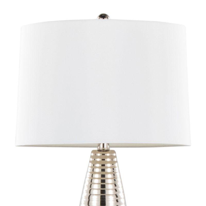 LumiSource (Set of 2) Maya 27.75" Contemporary Metal Table Lamps Polished Nickel with White Linen Shade from Grandview Gallery: UL Listed