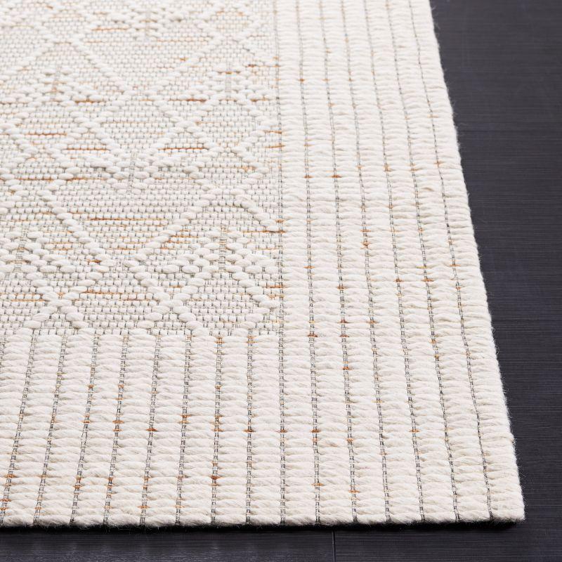 Ivory and Brown 3' x 5' Handmade Wool Area Rug