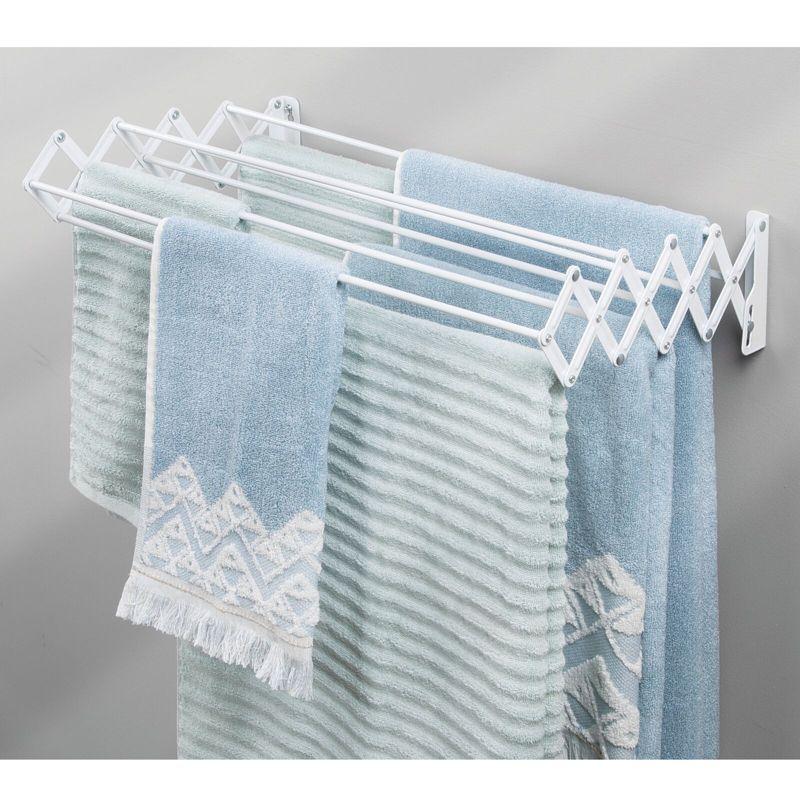 mDesign Steel Wall Mount Accordion Expandable Clothes Air Drying Rack