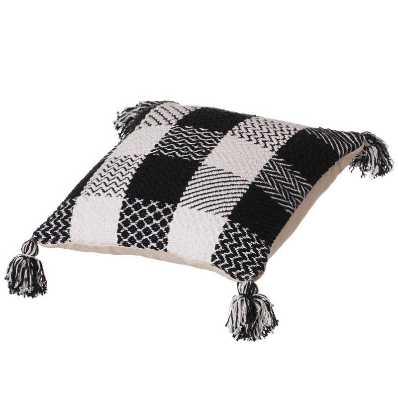 Handwoven Black and White Cotton Chevron Gingham Pillow