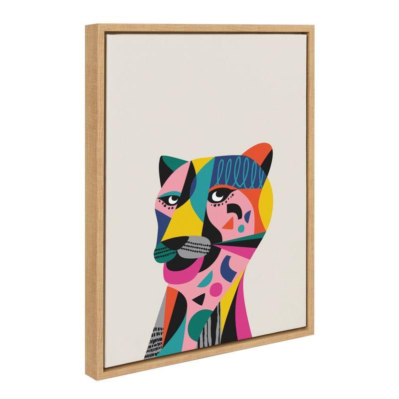 18" x 24" Sylvie Tiger Framed Canvas Wall Art by Rachel Lee Natural - Kate & Laurel: Modern Style, Plastic Frame, Screen Print Medium