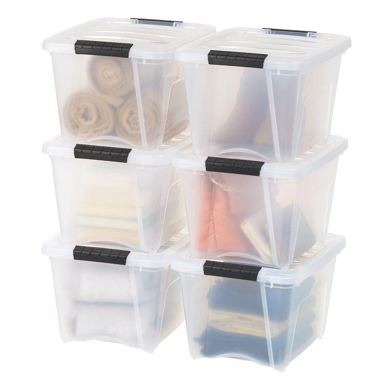 IRIS USA 19 Qt Stackable Plastic Storage Bins with Lids, 6 Pack - BPA-Free, Made in USA - See-Through Organizing Solution, Latches, Durable, Clear