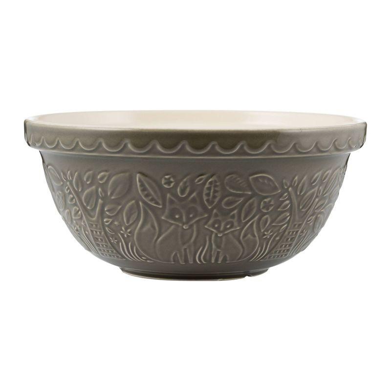 Fox Gray Ceramic Embossed Mixing Bowl, 12-inch