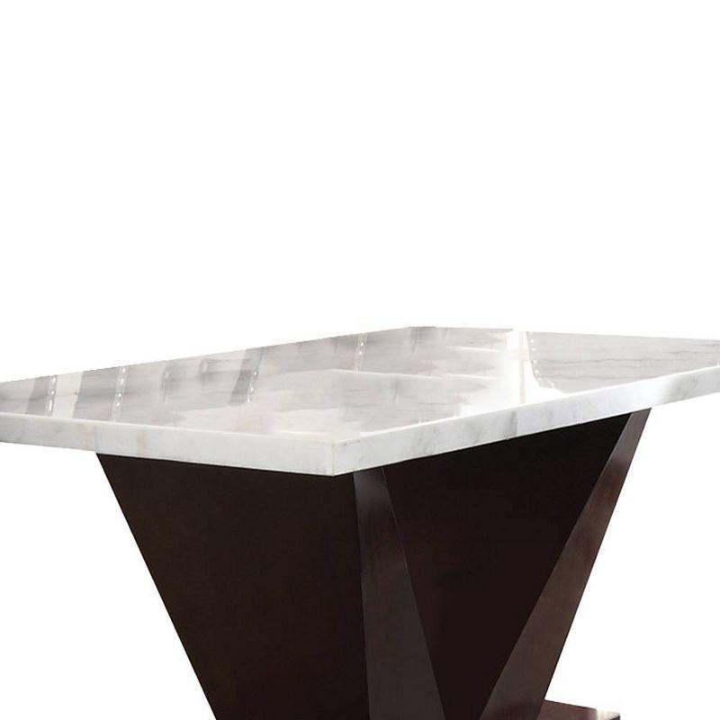 Contemporary Forbes 62" White Marble & Walnut Dining Table