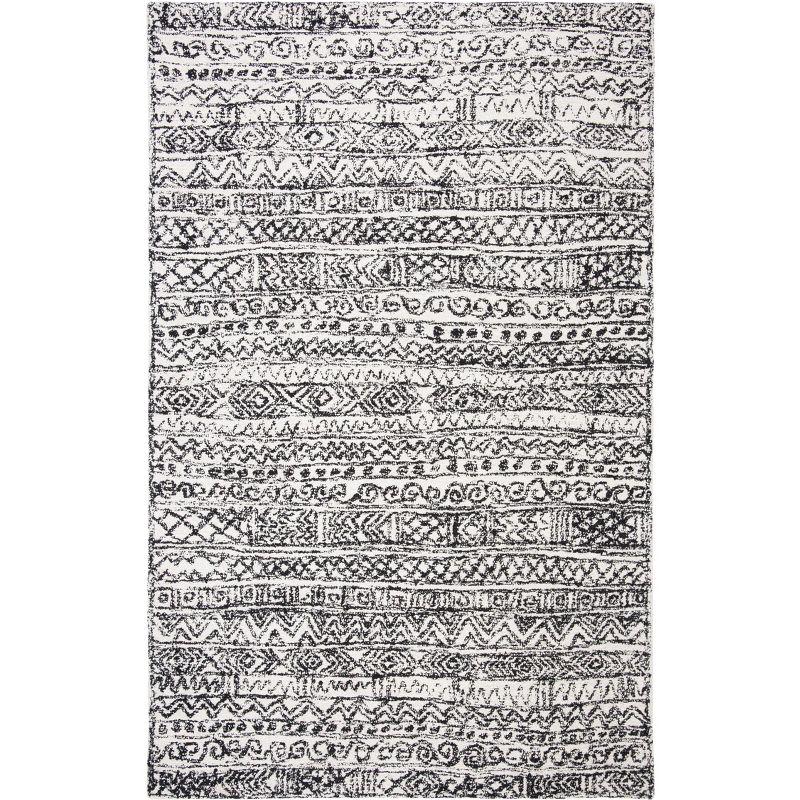 Micro-Loop MLP228 Hand Tufted Indoor Area Rug - Ivory/Black - 5'x8' - Safavieh