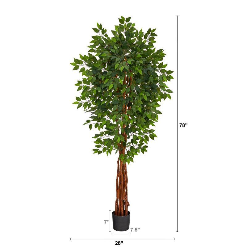 Nearly Natural 6.5-ft Super Deluxe Ficus Artificial Tree with Natural Trunk