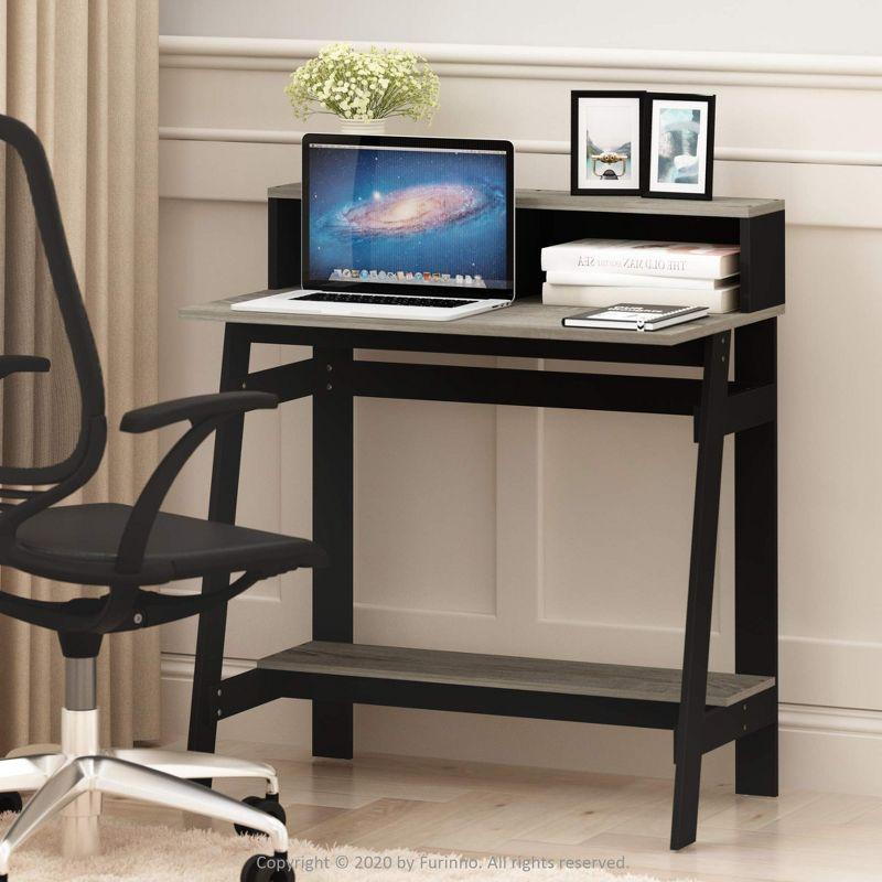 Furinno 31.6" Small Industrial Computer Desk Home Office Study Writing Desk with Open Shelf,Black/French Oak
