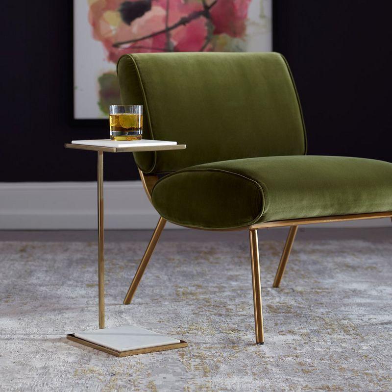 Rectangular White Marble and Gold Drink Table