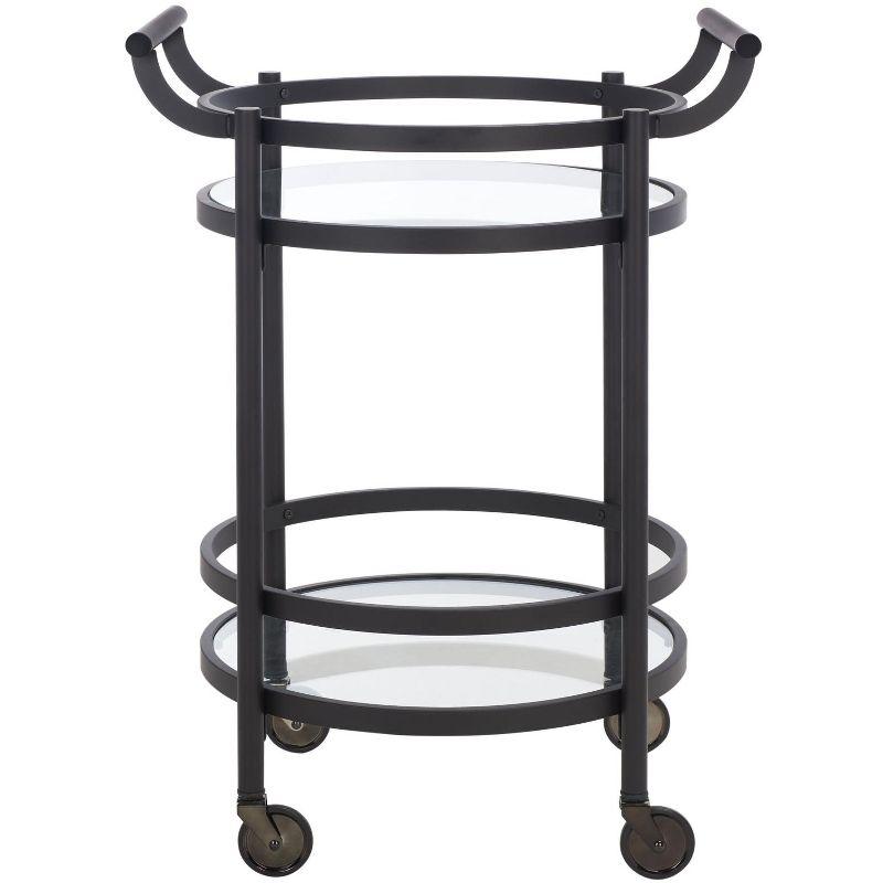 Sienna 2 Tier Round Bar Cart - Matte/Black - Safavieh