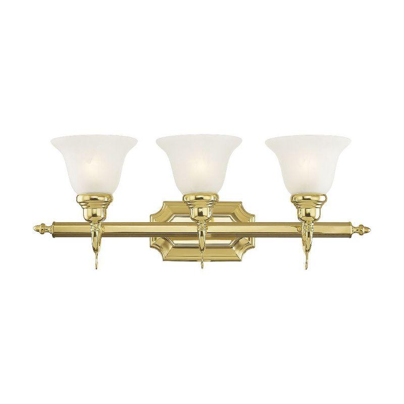 Polished Brass 3-Light Vanity with Alabaster Glass Shades