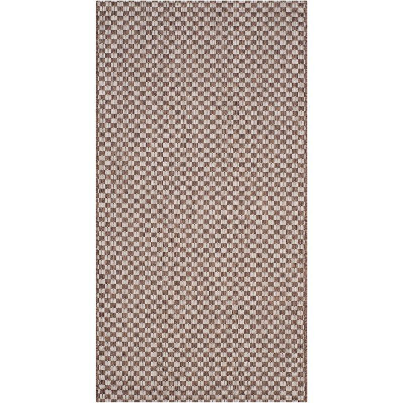 Light Brown and Grey Rectangular Synthetic Washable Rug