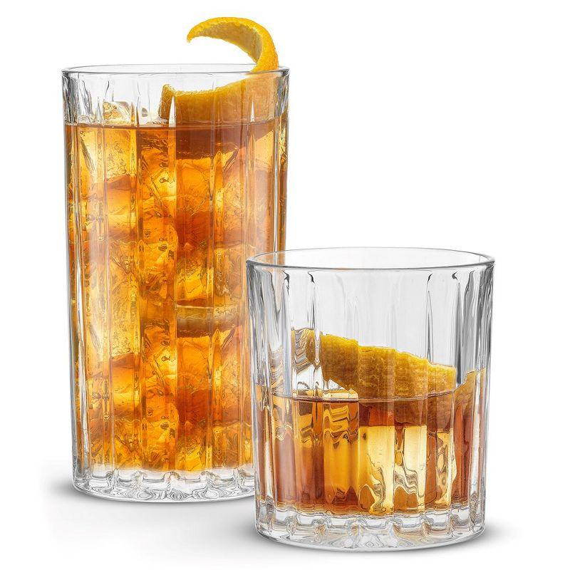 JoyJolt Alina Ribbed Highball and DOF Drinkware Glasses