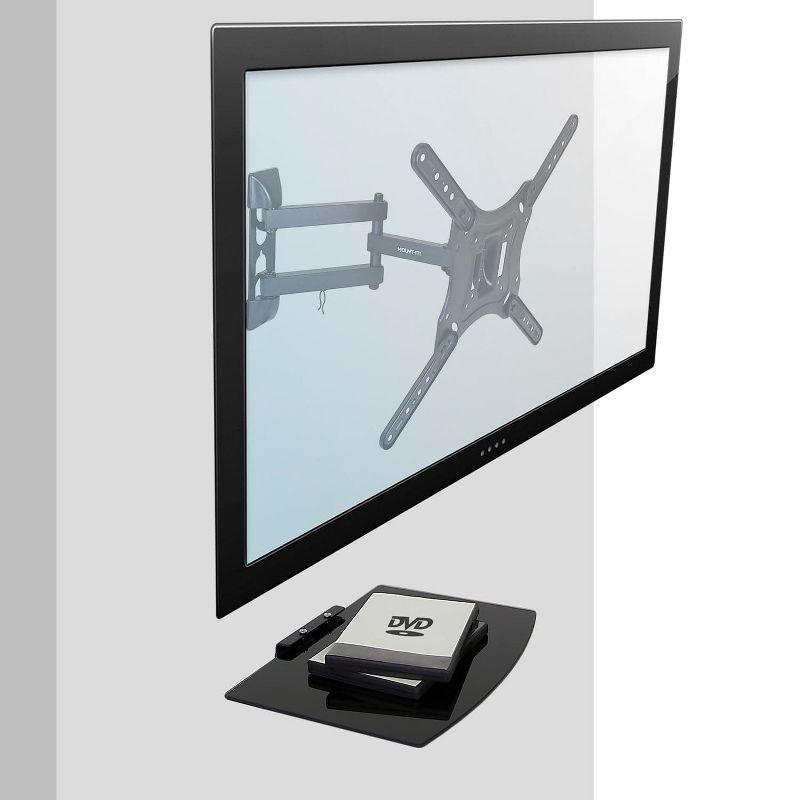 Full-Motion Black TV Wall Mount with AV Shelf