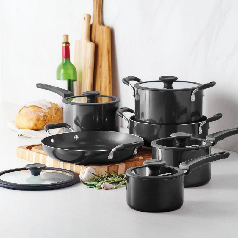 Tramontina 11pc Aluminum Non-Stick Nesting Cookware Set Gray: Stackable, Non-Toxic, Dishwasher & Oven Safe, Gas & Electric Compatible