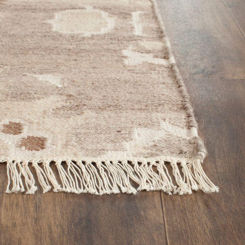 Gray Nomadic Motif 27'' Hand-Woven Wool-Viscose Blend Area Rug