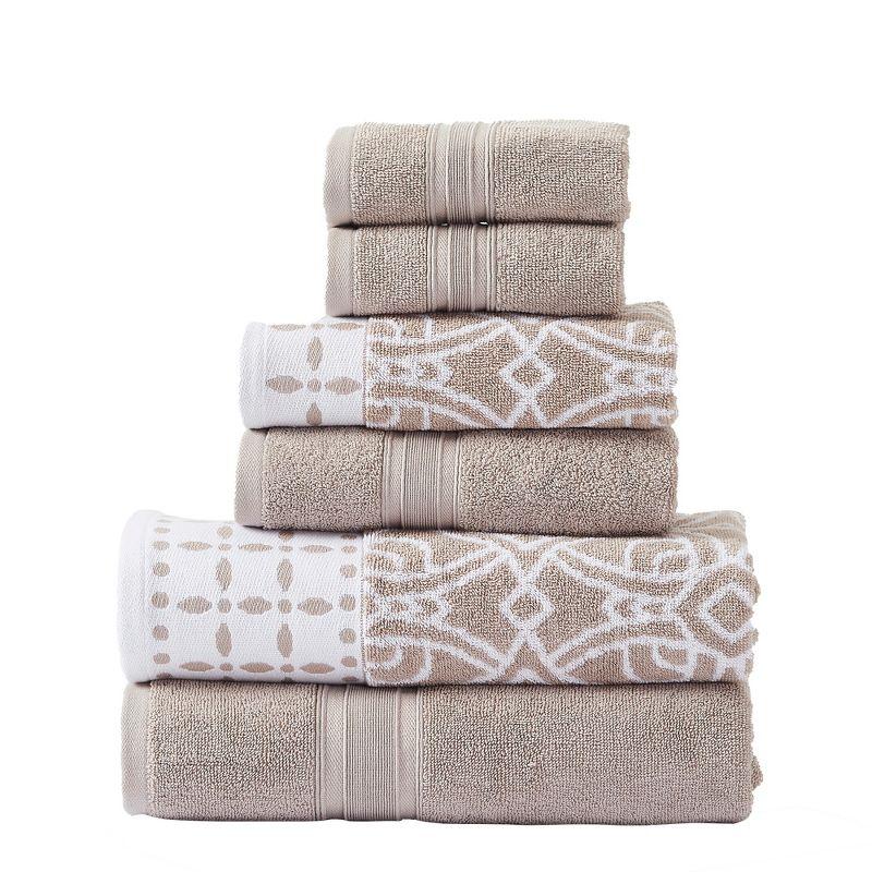 Modern Threads 6 Piece Set, 2 Bath Towels, 2 Hand Towels, 2 Washcloths Yarn Dyed Jacquard/Solid Towel Set Monroe