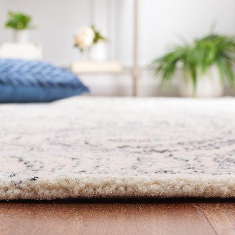 Ivory and Grey Floral Hand-Tufted Wool Blend Area Rug