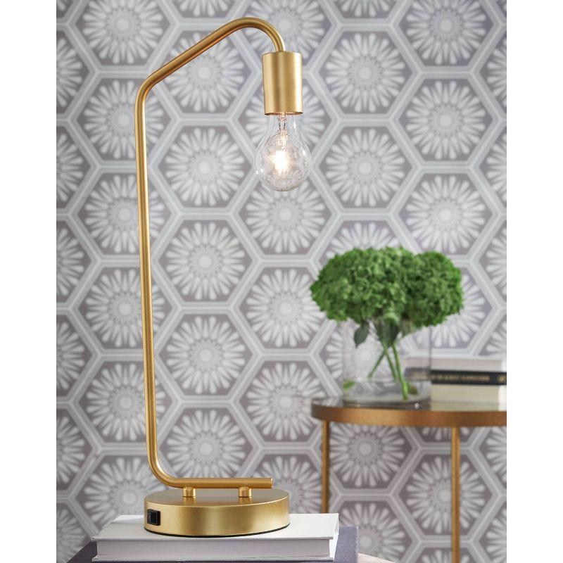 Covybend Metal Desk Lamp Gold - Signature Design by Ashley: Modern Accent, USB Port, No Shade, UL Listed