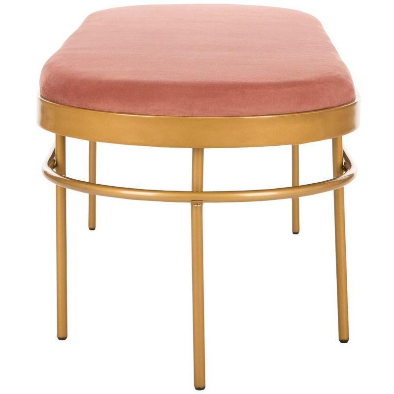 Sylva Dusty Rose Velvet Oval Bench with Gold Metallic Finish