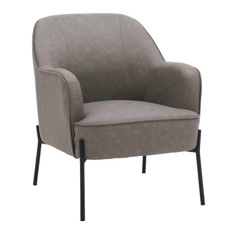 Daniella Contemporary Accent Chair Black/Gray - LumiSource: Upholstered Faux Leather, Steel Frame, Foam Cushion