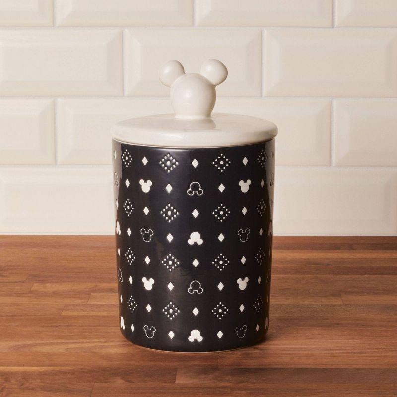 Black Geometric Ceramic Canister with Lid, 7 Cup