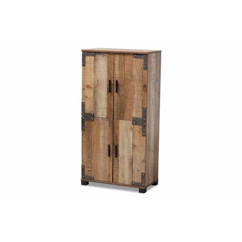 Rustic Brown 47" Wood Shoe Cabinet with Industrial Accents