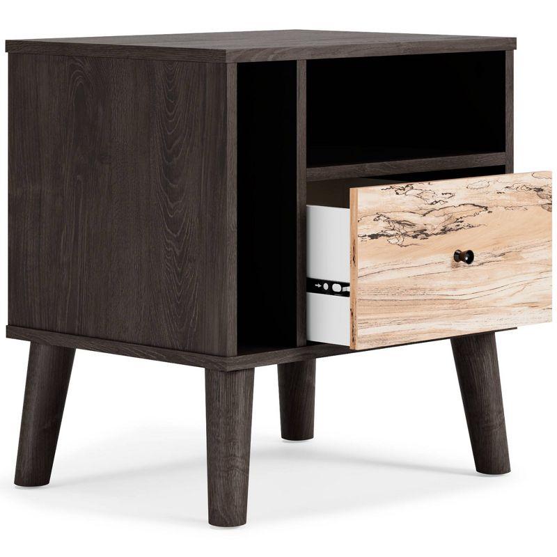 Piperton Nightstand Black/Gray - Signature Design by Ashley: Dual-Tone, Open Shelf, Matte Knobs