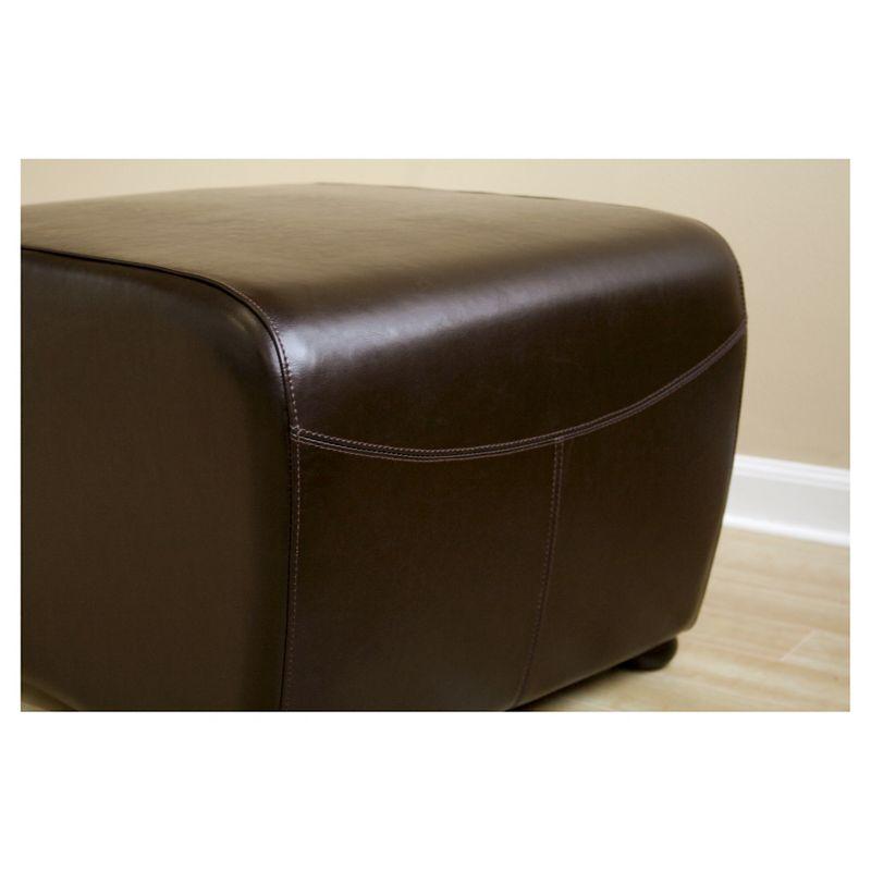 Full Leather Ottoman with Rounded Sides - Baxton Studio