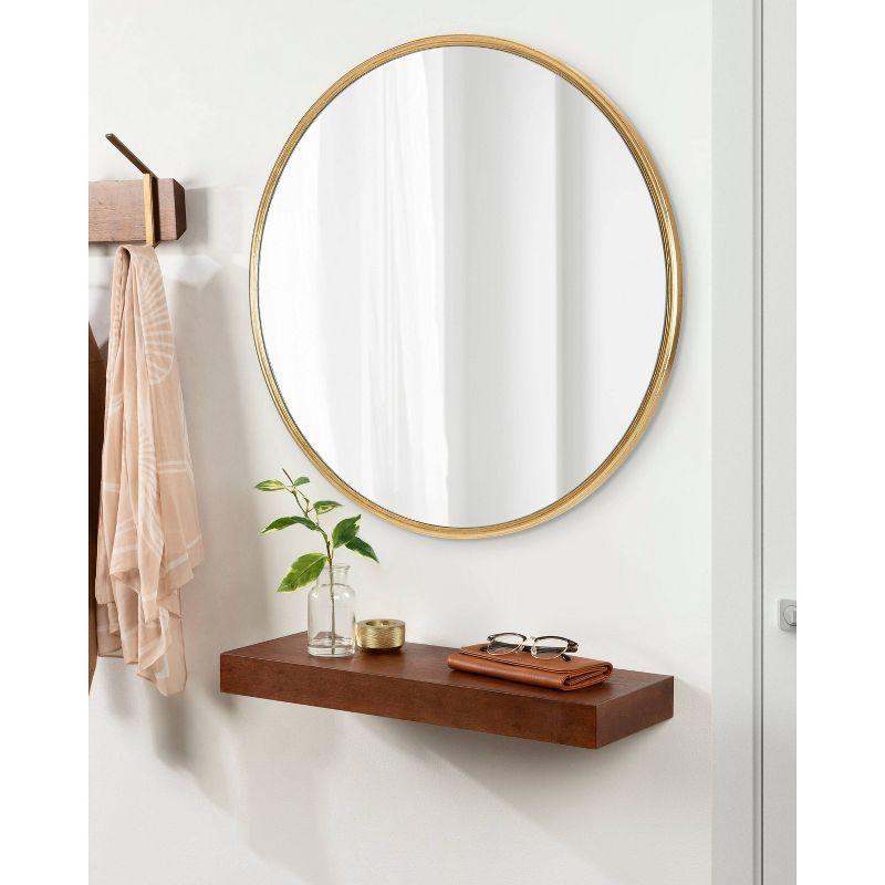 24" x 24" Caskill Round Framed Decorative Wall Mirror Gold - Kate & Laurel All Things Decor